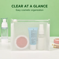Sac cosmétique transparent en PVC avec logo personnalisé, fermeture éclair, autoportant, étanche, pour le stockage d'échantillons, vente en gros