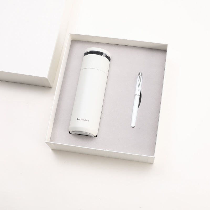 Tasse à verrouillage + stylo signature blanc