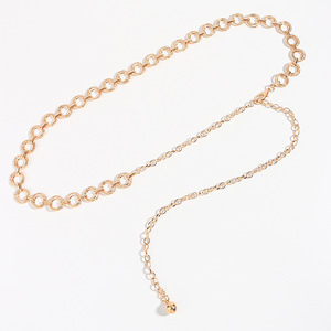 Haoyu เข็มขัดเอวแบบบางลายเรขาคณิตสีทอง, กระโปรงตกแต่งทำจากโลหะห่วงคู่สำหรับฤดูใบไม้ร่วง - Product Image 4