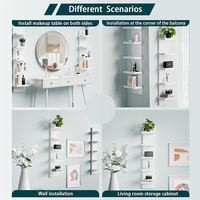 Étagères flottantes blanches pour le rangement, unité d'étagère murale à 5 niveaux, design en colonne verticale, étagère murale peu encombrante