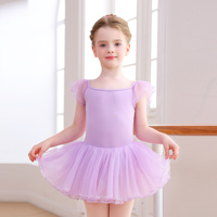 Tutú de Ballet para Niñas, Leotardo con Malla, Manga Corta, Vestido de Tul, Ropa de Baile para Niñas, para Clases de Danza y Actuaciones en Escenario