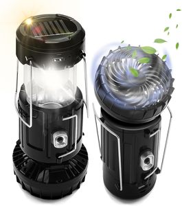 Ventilador solar para acampar, linterna, luces colgantes de emergencia alimentadas por batería/USB, para tienda de campaña, uso en interiores y exteriores - Product Image 1