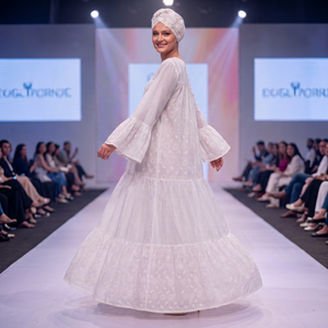 Vestido Largo Kaftan de Lujo en Algodón Blanco con Encaje para Mujer, Bordado Chikankari, Estilo Étnico Africano, para Ocasiones Especiales, Elegante y Modesto - Product Image 6
