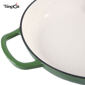 Indispensable pour la cuisine : <span class=keywords><strong>Cocotte</strong></span> <span class=keywords><strong>en</strong></span> <span class=keywords><strong>fonte</strong></span> émaillée peu profonde avec couvercle, idéale pour les cadeaux de fêtes, usage domestique et professionnel double. - Product Image 6