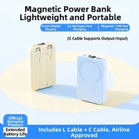 Banco de Energía Inalámbrico Magnético de 10000 mAh con Logotipo Personalizado, Cargador Portátil de Carga Rápida de 22.5 W con Soporte para Teléfono y Cable USB-C