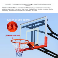 Poteau de basketball en acier robuste, réglable en hauteur, avec panneau en verre trempé, à installer au sol, pour enfants et adultes