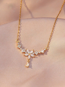 Catena per clavicola da donna in oro e argento, - Product Image 2