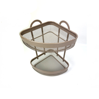 Étagère d'angle triangulaire à double niveau pour la maison, en métal grillagé, à poser sur comptoir ou à fixer au mur, organisateur de salle de bain