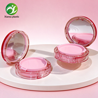 Étui compact pour poudre compacte rose rond de haute qualité, emballage de fond de teint cosmétique personnalisable en gros