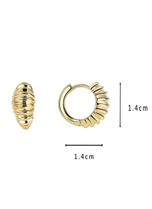 Modernos y Elegantes Pendientes de Aro Pequeños Unisex de Latón Chapado en Oro y Rodio con Diseño Geométrico de Croissant, Regalo Ideal - Product Image 2