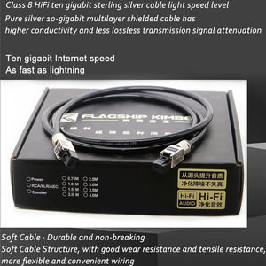 Câble réseau HiFi CAT.8 40 Gbps RJ45 7 mm 8 cœurs 5N argent pur 15AWG coaxial haut-parleur haute densité <span class=keywords><strong>double</strong></span> <span class=keywords><strong>couche</strong></span> blindage en feuille tressée - Product Image 3