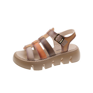 Sandalias de Plataforma con Hebilla y Diseño Calado para Mujer, Sandalias Planas Tejidas de Verano 2022 - Product Image 5