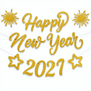 Pancarta <span class=keywords><strong>de</strong></span> Feliz <span class=keywords><strong>Año</strong></span> Nuevo 2027, Decoración Temática para Fiesta <span class=keywords><strong>de</strong></span> <span class=keywords><strong>Año</strong></span> Nuevo, Serpentinas Decorativas Negras y Doradas, Accesorios <span class=keywords><strong>de</strong></span> Decoración para el Hogar, <span class=keywords><strong>Restaurantes</strong></span> y Hoteles - Product Image 1