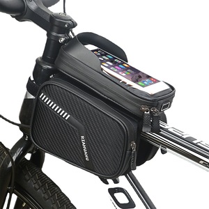 Bicycle Front Beam Bag with <b>Phone</b> <b>Holder</b> Top Tube Storage Bag for Mountain <b>Bike</b> Cycling Accessories Black - Product Image 1
