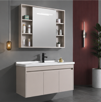 Meuble-lavabo mural de salle de bain en gros, directement de l'usine, avec rangement ouvert et miroir LED, taille personnalisable disponible