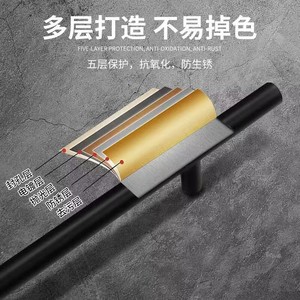 Modern Minimalist Stainless Steel Cabinet Handles <b>Black</b> Bar Style For Wardrobes And Storage Cabinets - Product Image 3