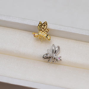 Pendentif baroque en argent S925 fait main, petit collier en forme d'abeille avec un support de perle vide, accessoires de bijoux pour femmes 1433 - Product Image 4