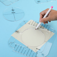 Règles de quilting en acrylique en forme de cœur à mécanisme d'horloge, motif en spirale, antidérapantes, pour quilting en mouvement libre, accessoire de couture