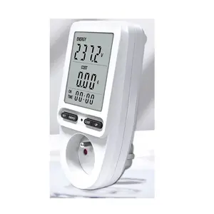 LCD Digital Wattmeter Power Consumption Meter Socket EU GER Plug Electricity Energy Meter AC 220V Wattage Kwh Price Monitor