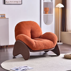 كرسي أريكة بذراع خشبي فاخر شمالي فاخر ترفيهي لغرفة المعيشة وغرفة النوم وصالة كسولة أحادية مخملية تصميم مريح أنيق - Product Image 3