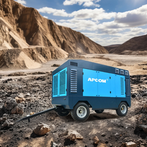 Compresor de aire de tornillo diésel de alta presión con motor diésel montado sobre patín APCOM para plataforma de perforación de voladura de Minería bien roca - Product Image 2