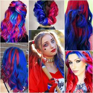 Extensiones de Cabello Sintético Kanekalon Ex154 de 65 Pulgadas, Lisas, Rojas y Azules, de 22 Pulgadas, para Cosplay y Fiestas, para Mujeres - Product Image 3