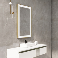 Miroir de salle de bain mural LED rectangulaire de luxe avec cadre en aluminium personnalisé, interrupteur tactile moderne, divers modèles