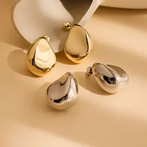 Neuzugang Mode 18k Gold plattiert klobig minimalistisch geometrische Kuppel Tropfen Eleganz Damen Tränenstock-Ohrringe