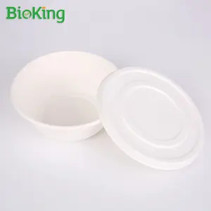 生物金一次性可降解无塑料甘蔗渣纸浆碗大容量防水碗