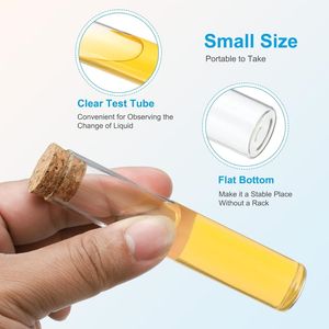 Tubes à essai en verre transparent de 25 ml à fond plat avec bouchon en liège pour les pots à café, les boîtes à bonbons, le sel de bain - Product Image 4