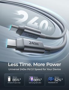 Câble magnétique USB-C LISEN 240W en silicone, <span class=keywords><strong>cordon</strong></span> de charge rapide renforcé et durable pour mobile, <span class=keywords><strong>iPhone</strong></span> 17, tablette, MacBook, ordinateur portable - Product Image 2