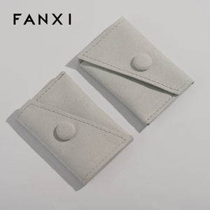 FANXI High Level Luxury Grey Microfiber Jewelry Pouch for <b>Ring</b> Necklace Pendant Chain <b>Storage</b> with Custom logo - Product Image 6
