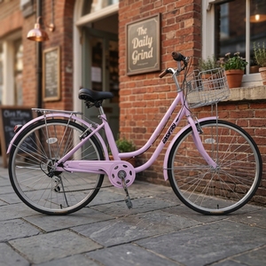 Bicicletta da città per esterni in acciaio ad alto tenore di carbonio, doppia sospensione, freni a disco retrò, forcella ammortizzata, telaio antiurto completo, velocità singola, per adulti - Product Image 1