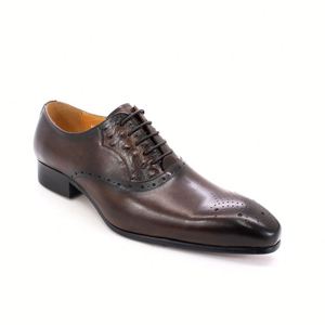 Chaussures habillées formelles pour homme en cuir véritable, style Oxford, à bout fermé, à enfiler, motif pois, pour mariage, collection 2026 - Product Image 6