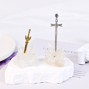 Factory Wholesale Crystal Carving Natural Healing Craft Stone Handmade Cluster with Sword for Gifts