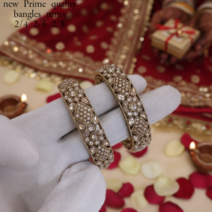 Luxury Tungsten Gold Plated Indian Traditional Bridal Engagement Wedding Anniversary Party <b>Gift</b> Bangles Set for Women - Product Image 3