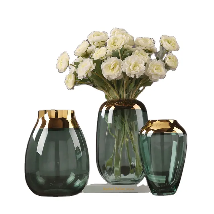 2021 high quality luxury glass vase for flowers centerpieces big elegant cylinder bottle vase