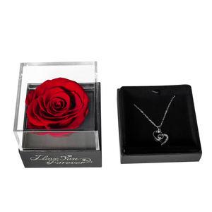 2025 saint valentin cadeau à clapet Type réel préservé Rose fleur acrylique collier boîte à bijoux cadeaux pour maman femmes - Product Image 2