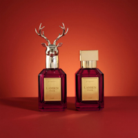 Flacon de parfum en verre vide de luxe 30ml 50ml 100ml, rouge rubis, octogonal, avec capuchon animal personnalisé et couvercle doré