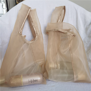 Fuchen OP Custom Logo <b>Transparent</b> Polyester Organza Tote <b>Bag</b> with Shoulder Strap Large Mesh Design for Gift Use - Product Image 2