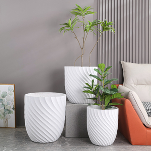 Macetas blancas grandes de 26/35/46cm de diámetro, maceta redonda de fábrica al por mayor para el hogar, jardín, macetas de arcilla de fibra para interiores y exteriores - Product Image 5