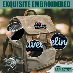 Patch brodé « J'aime voyager » de 3 pouces, thermocollant ou à coudre, applique en tissu pour sacs - Product Image 5