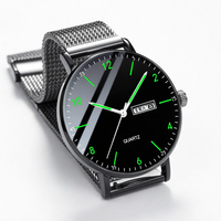 Montre à quartz personnalisée pour homme, boîtier en alliage, bracelet 20 mm, cadran à aiguilles, affichage luminescent, calendrier, vente en gros