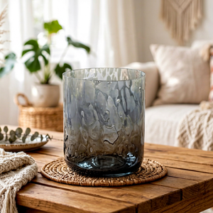 Pot à bougie en verre gris fumé de haute qualité, 7 oz, forme irrégulière, porte-bougie décoratif de Noël pour la décoration de la maison - Product Image 1