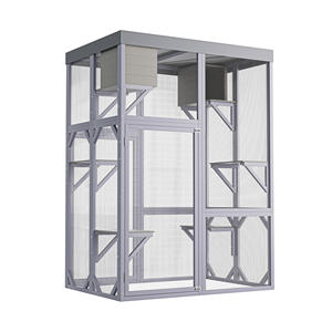 Recinto de Madera Multifuncional para Gatos con 4 Plataformas, <span class=keywords><strong>2</strong></span> Casas para Dormir, <span class=keywords><strong>2</strong></span> Cerraduras y Esquinas Redondeadas - Product Image 5