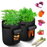 Sac de culture réutilisable en feutre polyester personnalisé avec fenêtre de récolte pour la culture de pommes de terre, tomates et légumes en vrac