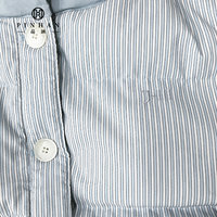 Veste matelassée courte à rayures pour femme avec col montant à nœud papillon et poches cargo