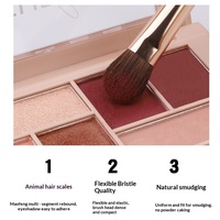 4-teiliges Set Natürliche Ponyhaar-Pinsel mit Flachem Holzgriff für Eyeliner & Lidschatten Augen-Make-up