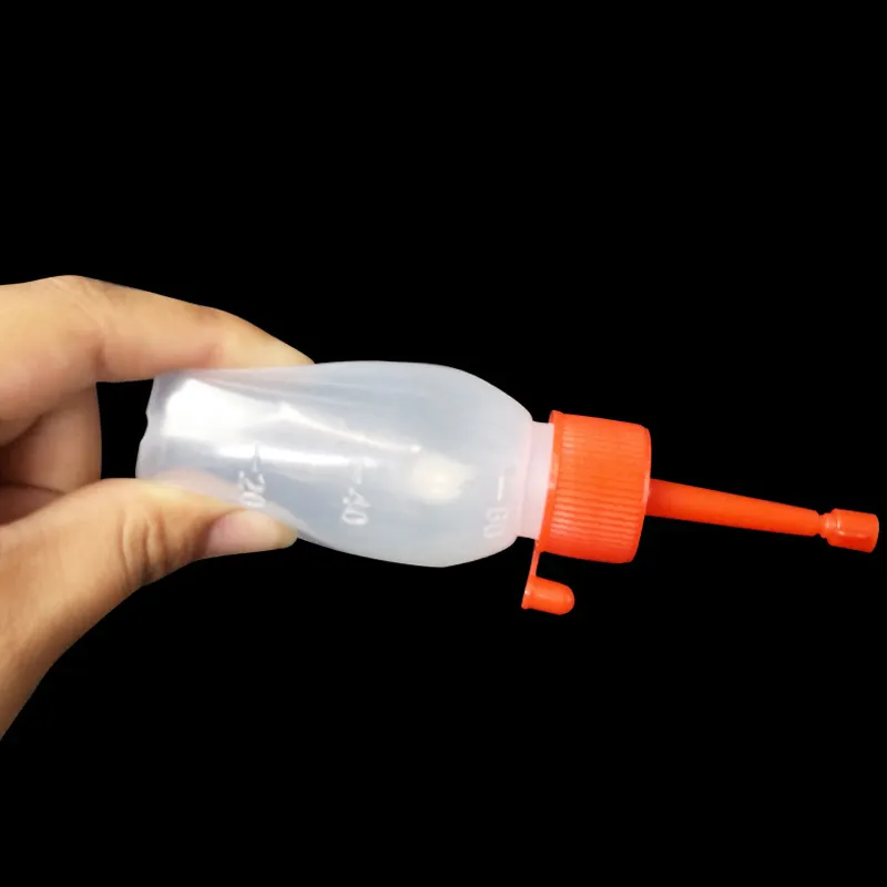 Sperm toplama şişesi için semen kateter tohumlama şişesi ile fabrika sow gilts plastik sos şişesi