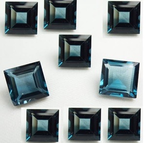 Topacio azul Londres Natural de corte cuadrado de 11mm "Precio de fábrica al por mayor Piedra preciosa suelta facetada de alta calidad" por quilate | Londres | - Product Image 2